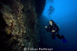 Christine exploring, outside Blue Hole, Dahab. Canon EOS ... by Tobias Reitmayr 